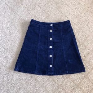 H&M blue corduroy button up skirt